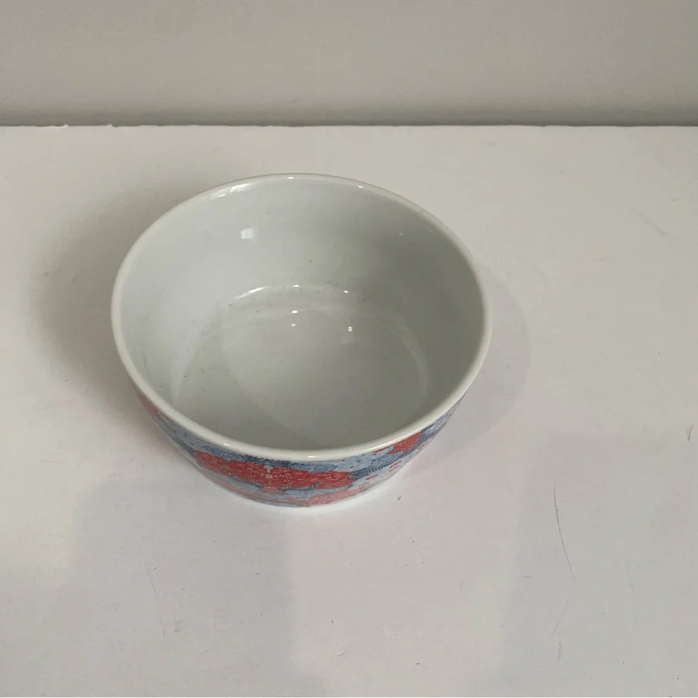 SUR LA TABLE Red Blue Pique-Nique Floral Porcelain Bowl